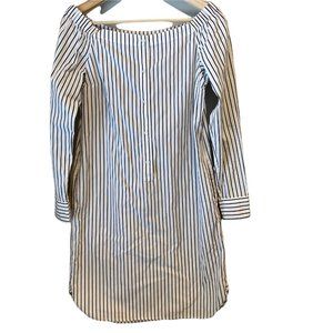 Lauren Ralph Lauren Long Sleeve Pinstripe Off the Shoulder Shirt Dress SIze 2